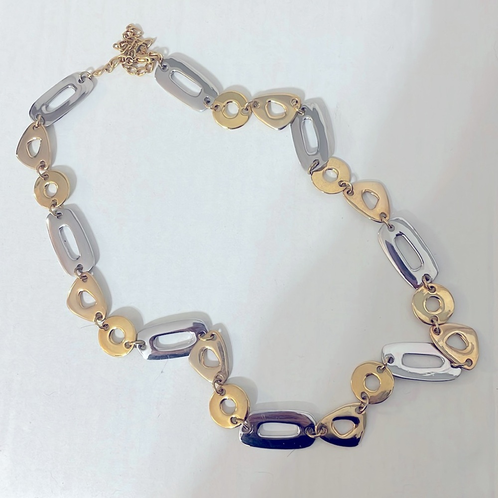 Vintage Kenneth Jay Lane (Kjl) Geometric 2-Tone N… - image 1